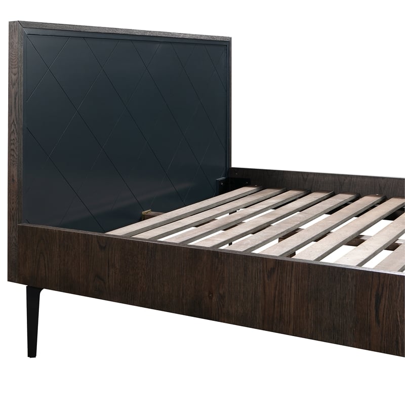 armen living cross 63&quot modern wood metal queen platform bed frame in oak