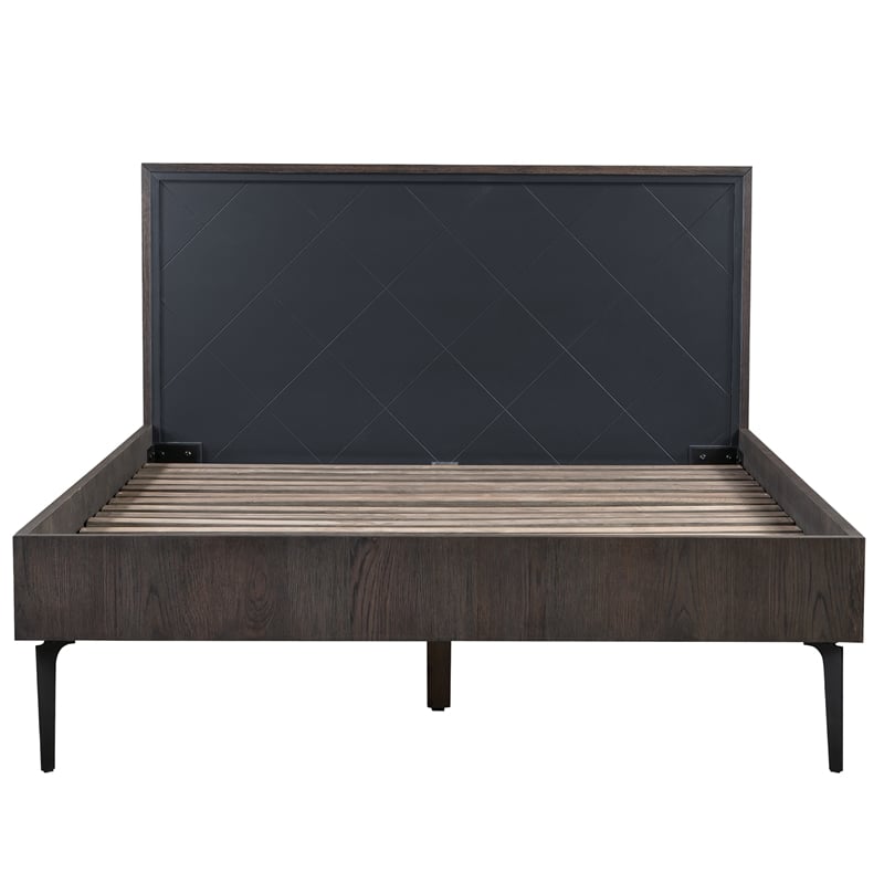 armen living cross 63&quot modern wood metal queen platform bed frame in oak