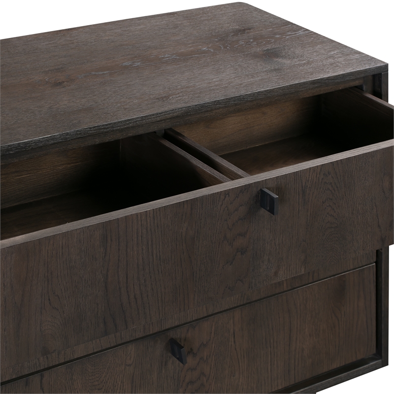 Armen Living Cross 3-Drawer and 1-Door Modern Wood Dresser in Oak