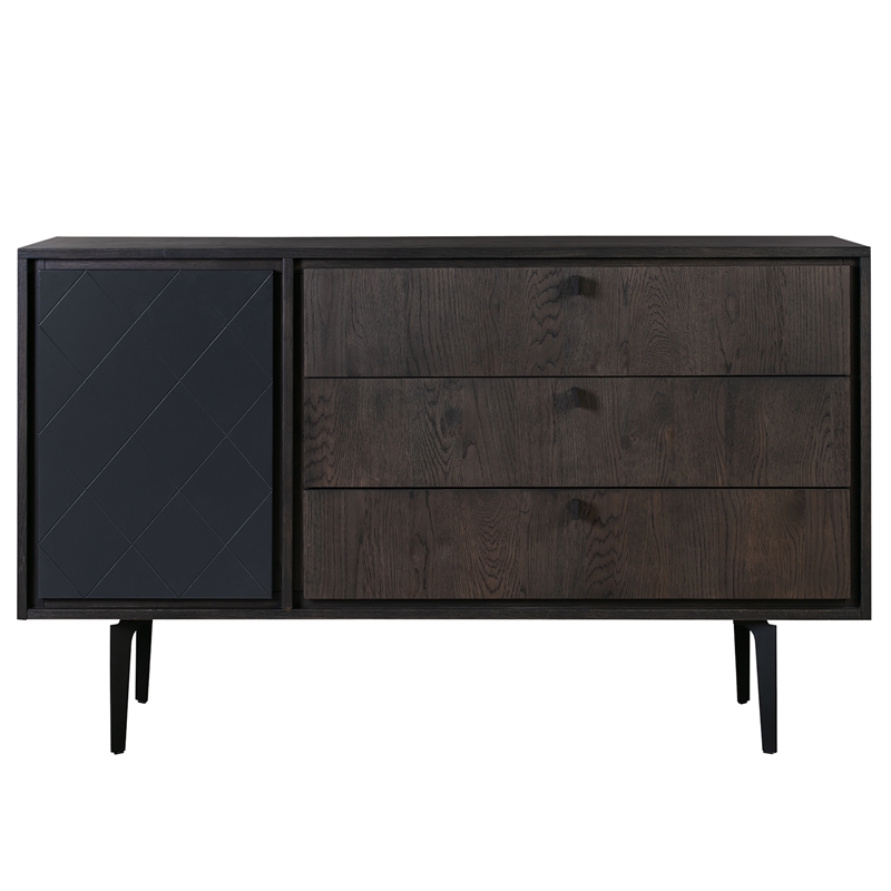 Armen Living Cross 3-Drawer and 1-Door Modern Wood Dresser in Oak
