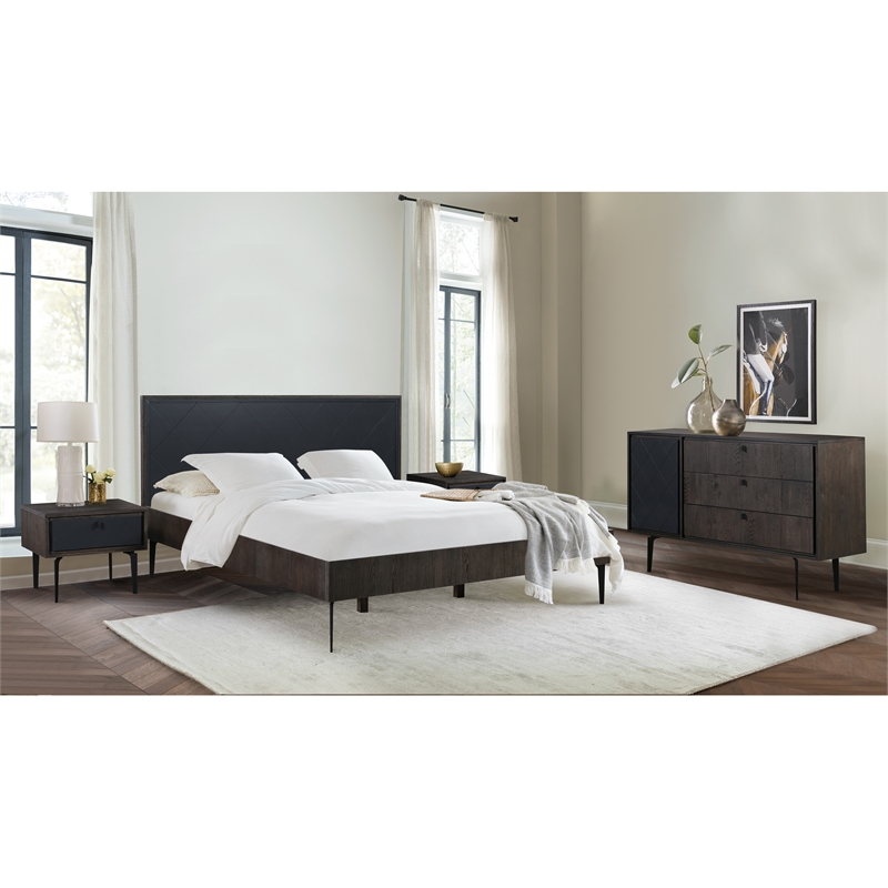 Armen Living Cross 3-Drawer and 1-Door Modern Wood Dresser in Oak