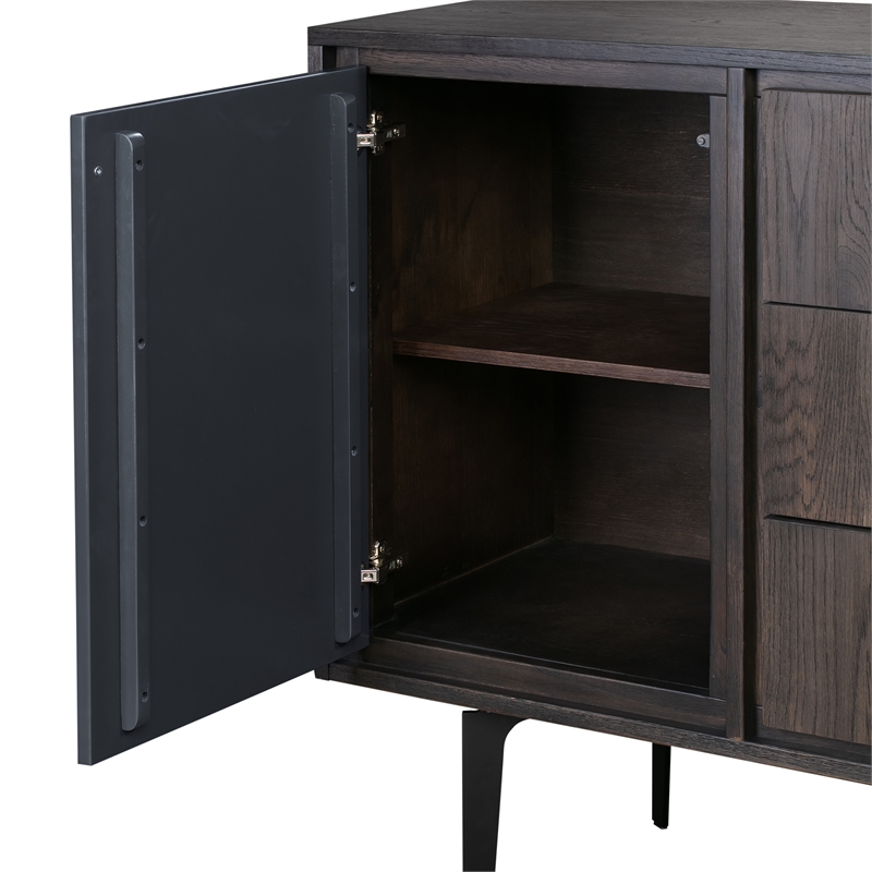 Armen Living Cross 3-Drawer and 1-Door Modern Wood Dresser in Oak