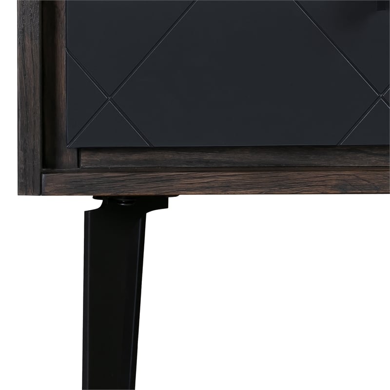 Armen Living Cross 1-Drawer Modern Wood Nightstand in Oak/Dark Gray
