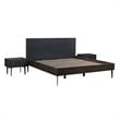Armen Living Cross 3-Piece Modern Wood King Bedroom Set in Dark Gray/Black