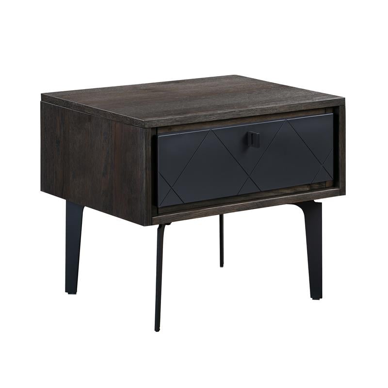 Armen Living Cross 4-Piece Modern Wood King Bedroom Set in Dark Gray/Black
