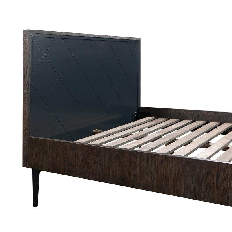 Armen Living Cross 3-Piece Modern Wood Queen Bedroom Set in Dark Gray/Black