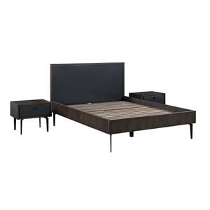 armen living cross 3-piece modern wood queen bedroom set in dark gray/black