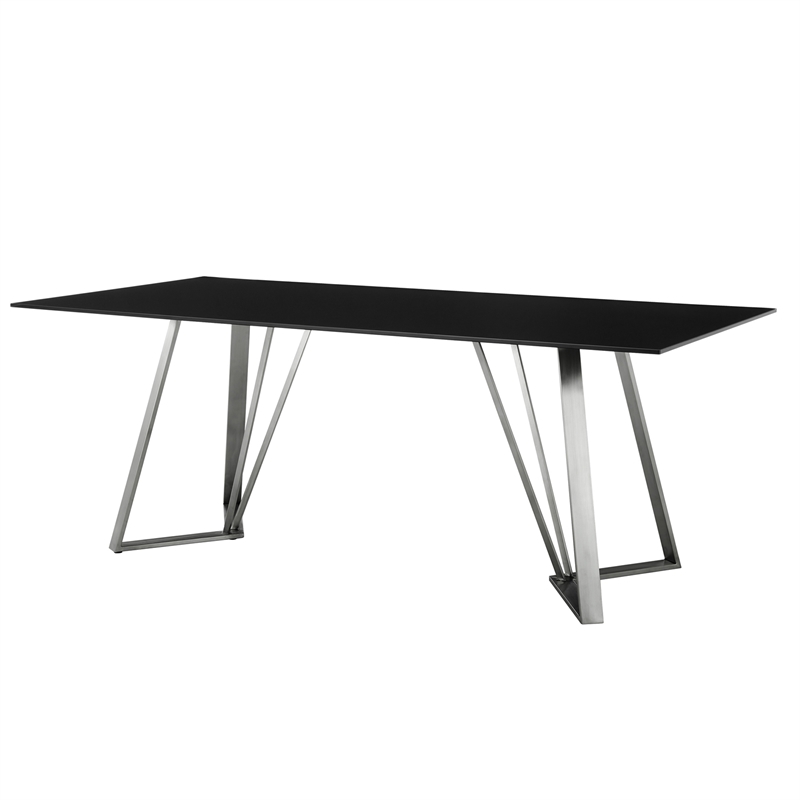Armen Living Cressida Stainless Steel Dining Room Table in Black/Chrome