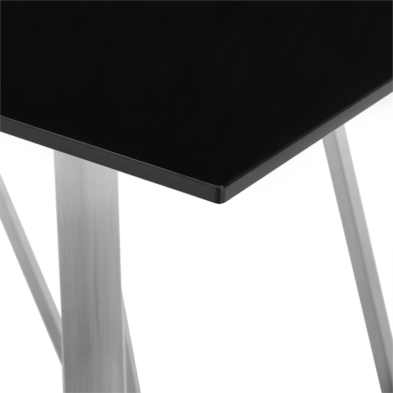 Armen Living Cressida Stainless Steel Dining Room Table in Black/Chrome