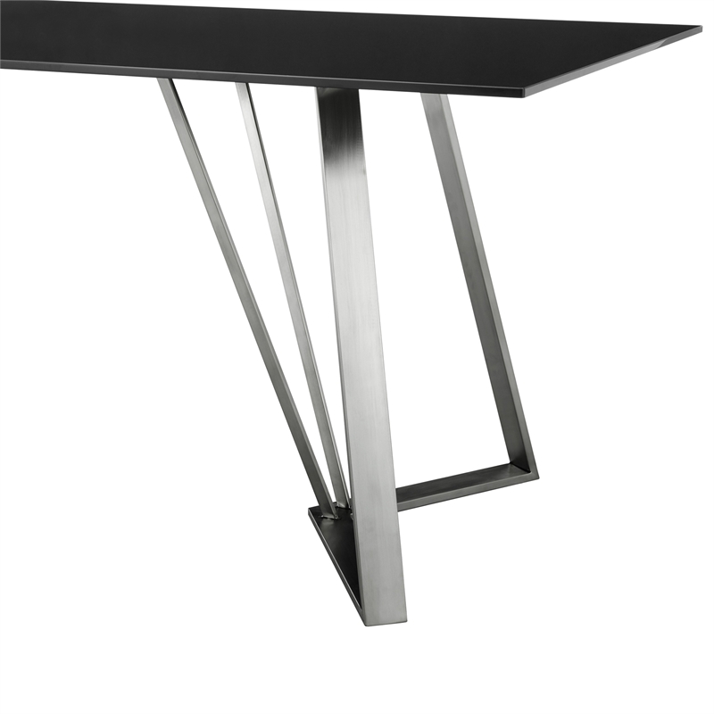 Armen Living Cressida Stainless Steel Dining Room Table in Black/Chrome
