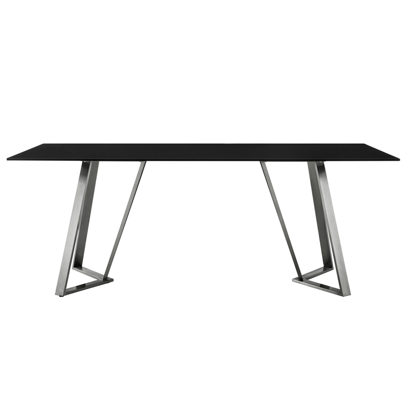 Armen Living Cressida Stainless Steel Dining Room Table in Black/Chrome