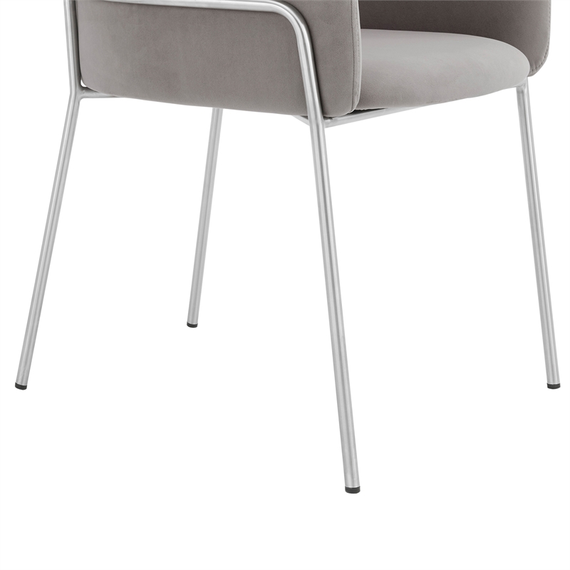 Portia Gray Velvet and Brushed Stainless Steel Dining Room Chairs Set of 2 Cymax Business