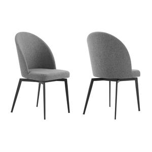 sunny swivel gray fabric and metal dining room chairs - set of 2