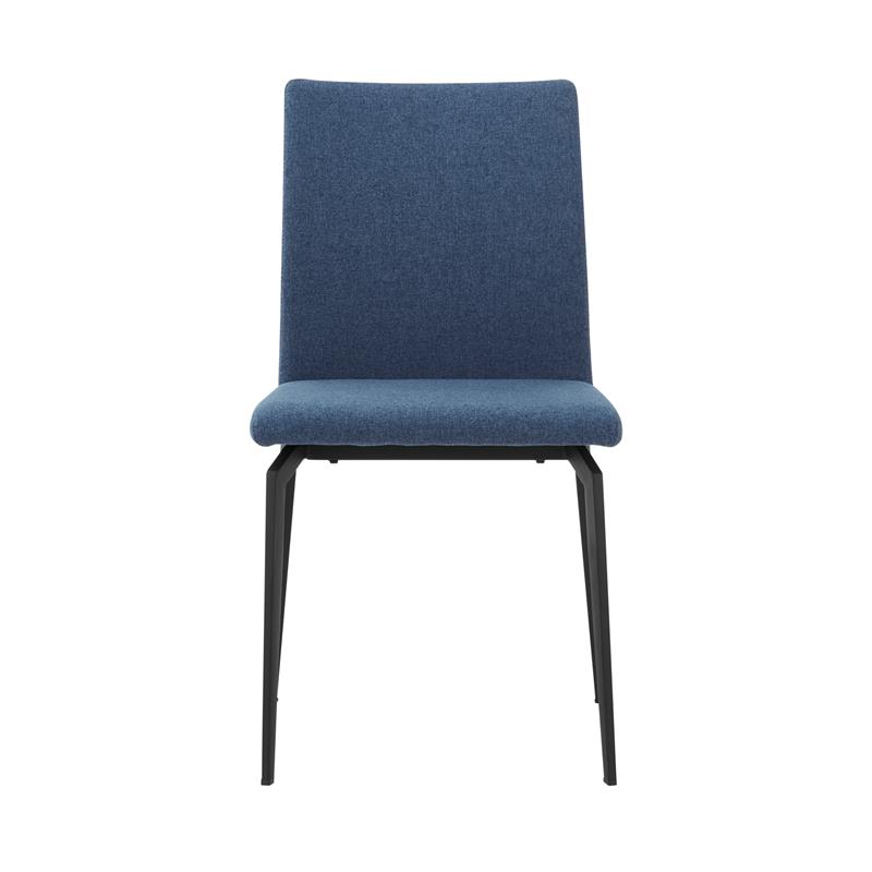 Armen Living Lyon Modern Fabric & Metal Dining Chair in Blue (Set of 2)