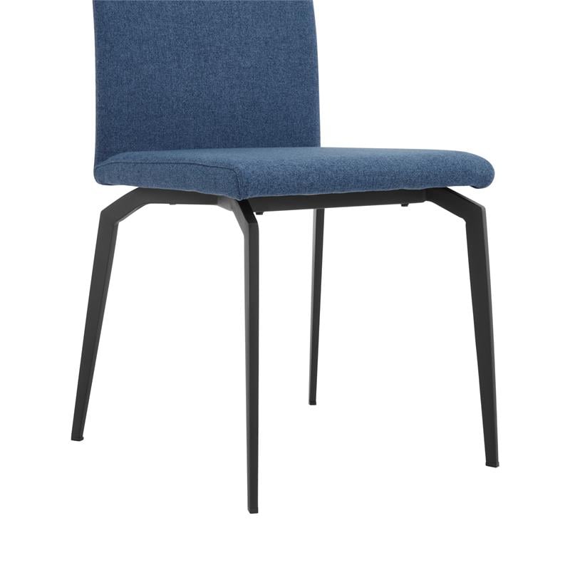 Armen Living Lyon Modern Fabric & Metal Dining Chair in Blue (Set of 2)