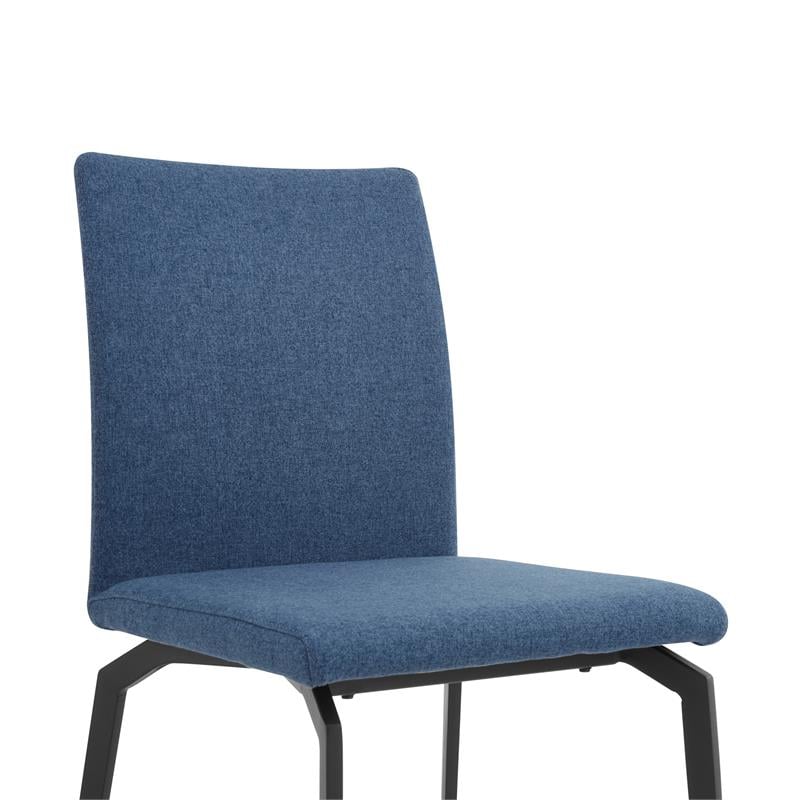 Armen Living Lyon Modern Fabric & Metal Dining Chair in Blue (Set of 2)