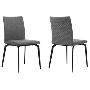 Armen Living Lyon 19&quot Fabric/Metal Dining Room Chairs in Gray/Black (Set of 2)