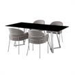 Armen Living Cressida and Portia 5-Piece Fabric/Glass Dining Set in Gray/Black