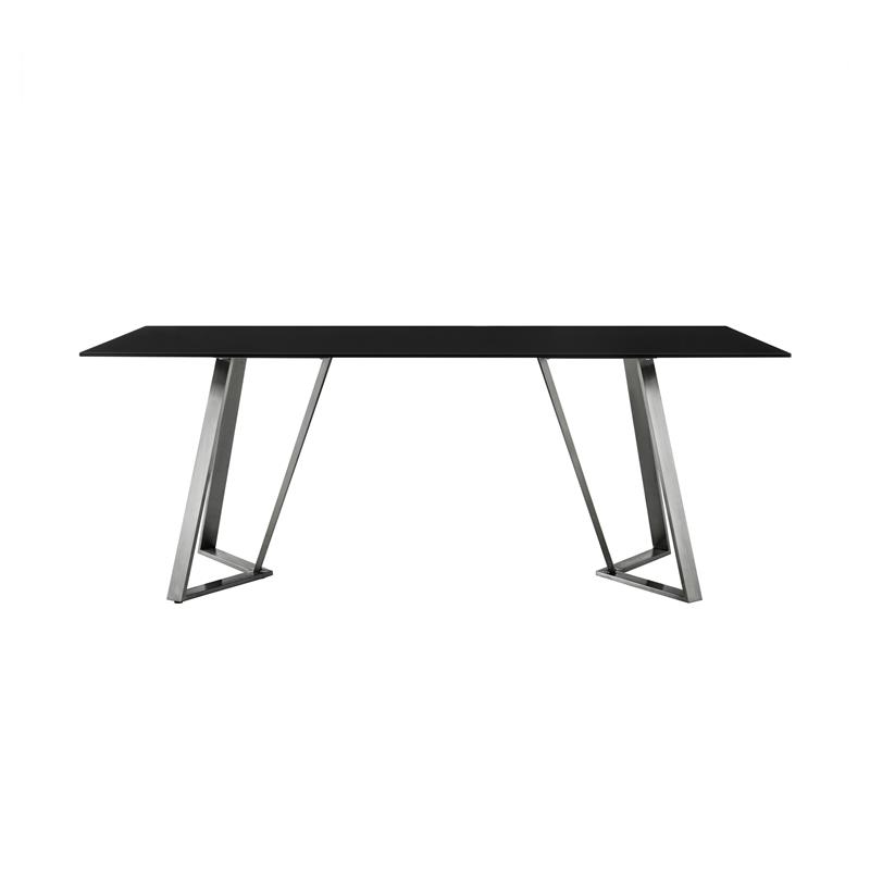 Armen Living Cressida and Portia 7-Piece Fabric/Glass Dining Set in Gray/Black