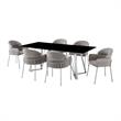 Armen Living Cressida and Portia 7-Piece Fabric/Glass Dining Set in Gray/Black