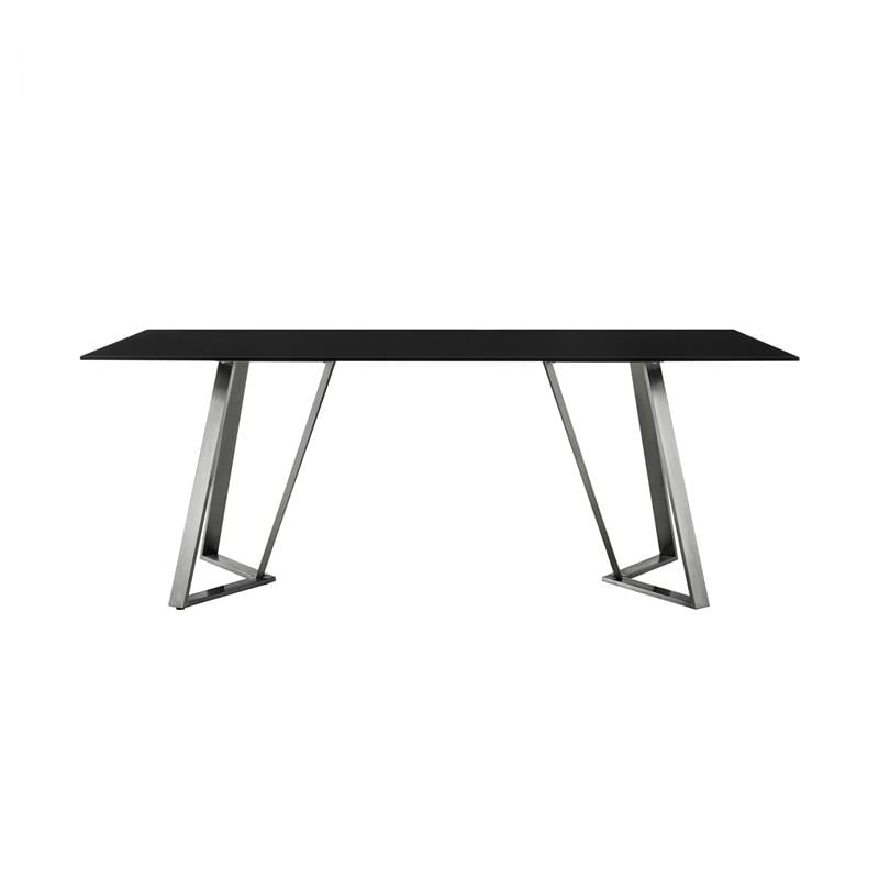 Armen Living Cressida and Skye 7-Piece Fabric/Glass Dining Set in Gray/Black