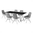 Armen Living Cressida and Skye 7-Piece Fabric/Glass Dining Set in Gray/Black