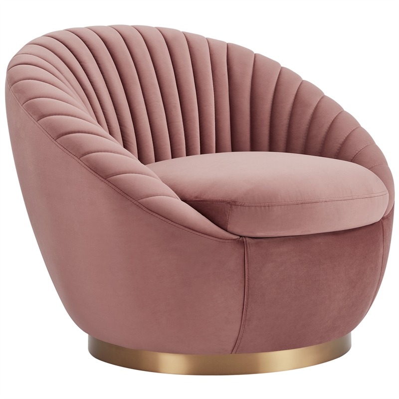 Mitzey Blush Velvet Swivel Accent Chair with Gold Base Cymax Business
