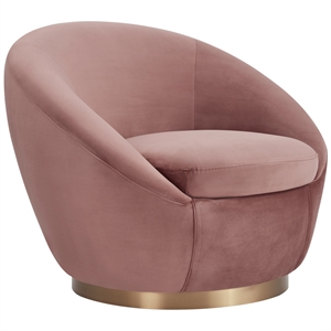 armen living yves velvet upholstered swivel accent chair with gold base