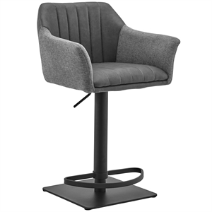 Armen Living Erin 22-32&quot Metal/Faux Leather Swivel Bar Stool in Gray/Black