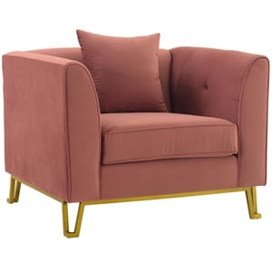 Armen Living Everest Upholstered Fabric Sofa Accent Chair in Blush Pink/Gold