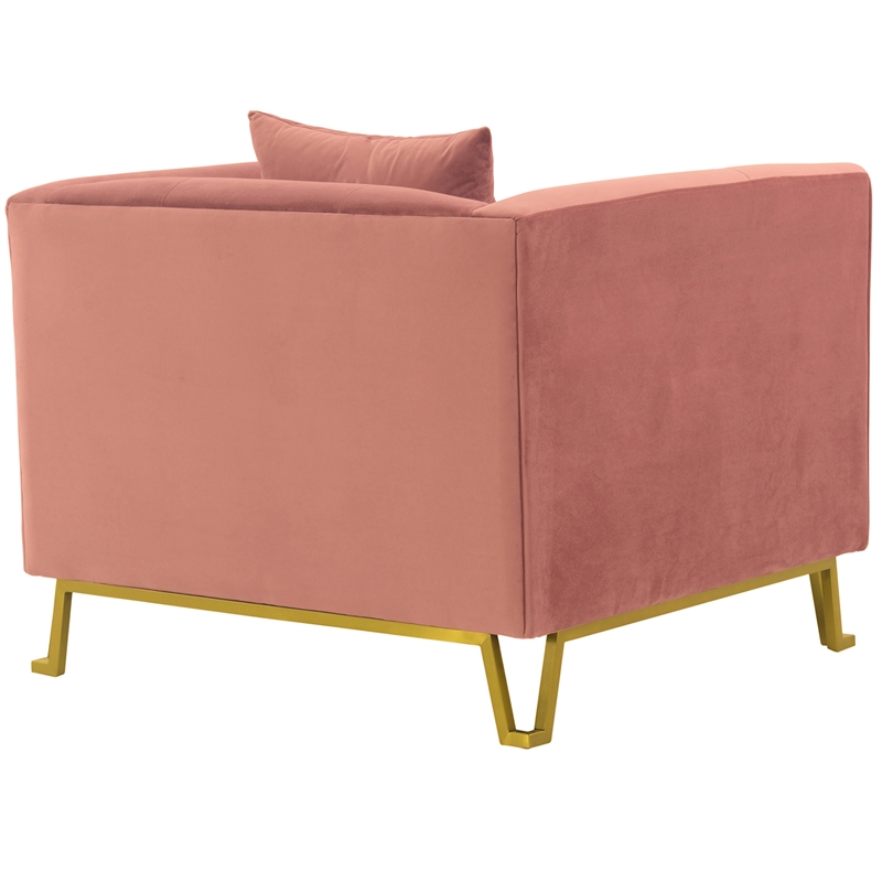 Armen Living Everest Upholstered Fabric Sofa Accent Chair in Blush Pink/Gold