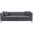 Armen Living Everest Upholstered Fabric & Metal Sofa in Gray/Stainless Steel