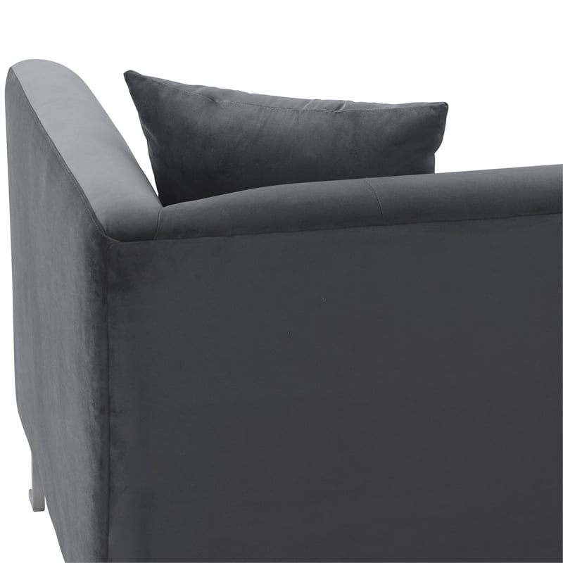 Armen Living Everest Upholstered Fabric & Metal Sofa in Gray/Stainless Steel