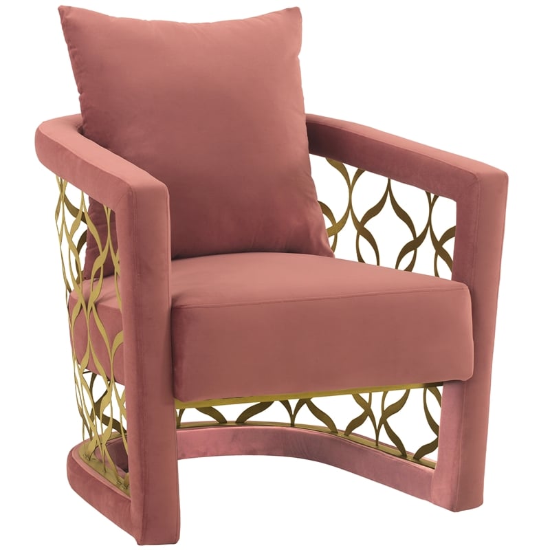Armen Living Corelli Upholstered Modern Fabric Accent Chair in Blush Pink/Gold
