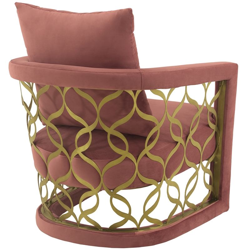 Armen Living Corelli Upholstered Modern Fabric Accent Chair in Blush Pink/Gold