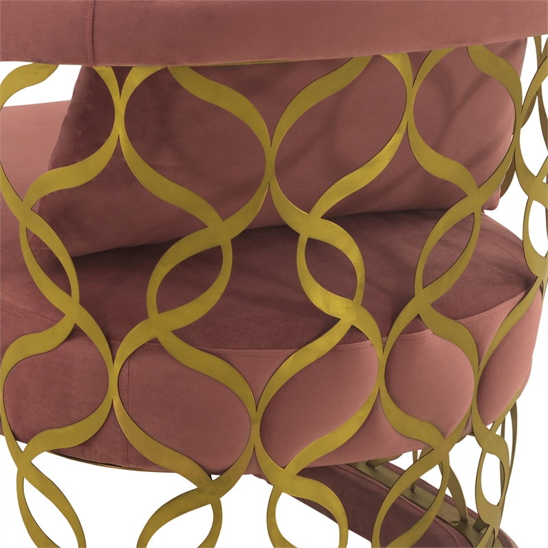 Armen Living Corelli Upholstered Modern Fabric Accent Chair in Blush Pink/Gold