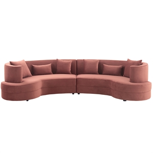 armen living majestic fabric upholstered cuvered sectional sofa