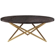 Armen Living Atala Modern Wood Coffee Table with Brushed Gold Legs in Brown