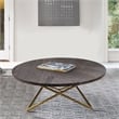 Armen Living Atala Modern Wood Coffee Table with Brushed Gold Legs in Brown