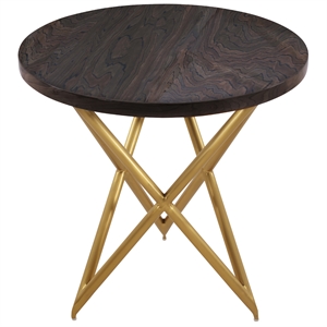 atala brown veneer end table with brushed gold legs