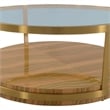 Armen Living Hattie Mid-Century Wood/Glass Coffee Table in Light Espresso/Gold