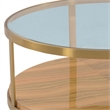 Armen Living Hattie Mid-Century Wood/Glass Coffee Table in Light Espresso/Gold