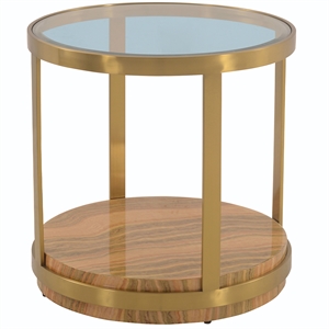 hattie glass top end table with brushed gold legs