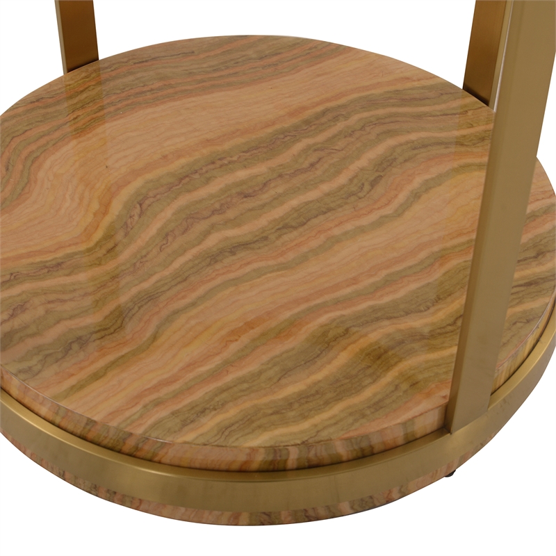 Armen Living Hattie Modern Metal/Glass End Table in Light Espresso/Gold