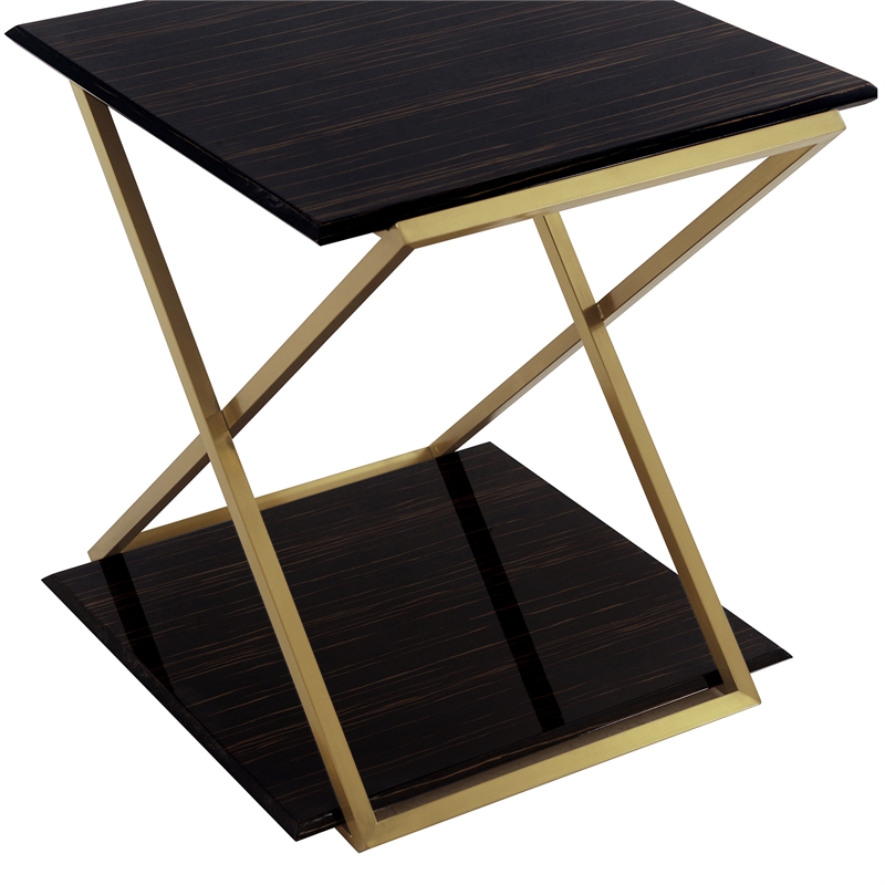 Armen Living Westlake Modern Wood End Table in Dark Brown/Gold