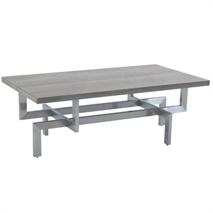 Armen Living Illusion Stainless Steel and Wood Coffee Table in Chrome/Gray