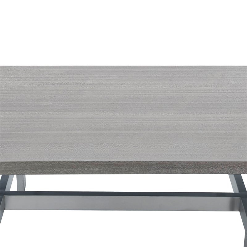 Armen Living Illusion Stainless Steel and Wood Coffee Table in Chrome/Gray