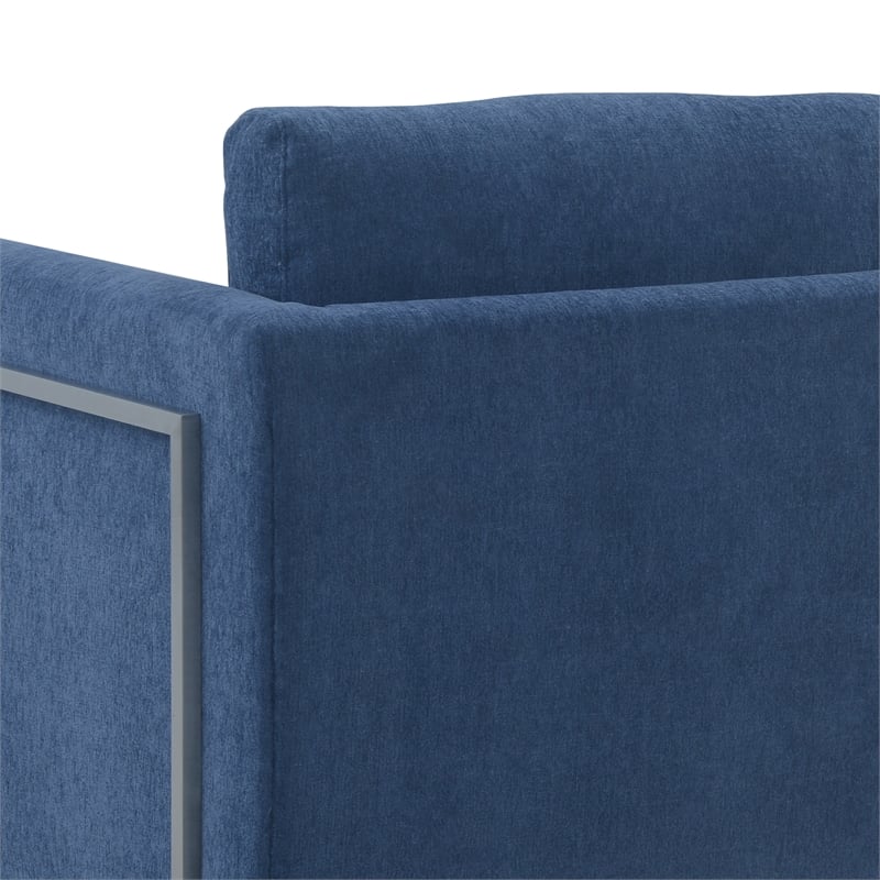 Armen Living Heritage Upholstered Fabric Accent Chair in Blue/Stainless Steel
