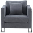 Armen Living Heritage Upholstered Fabric Accent Chair in Gray/Stainless Steel