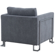 Armen Living Heritage Upholstered Fabric Accent Chair in Gray/Stainless Steel